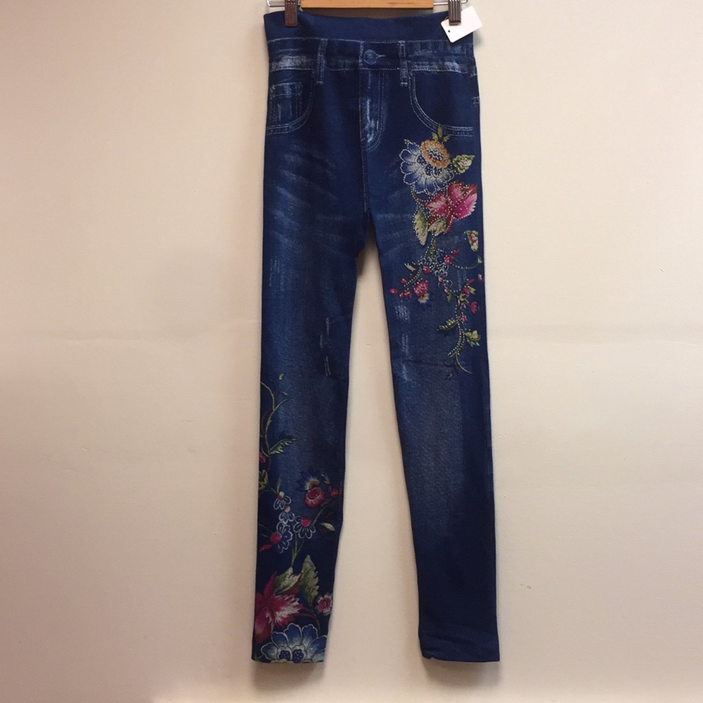 Ladies floral stretch Jeans